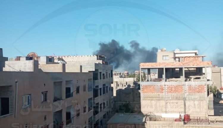 عدسة المرصد السوري تظهر حرائق في المنازل وممتلكات المدنيين جراء قصف “الدفاع الوطني” بشكل عشوائي على الأحياء السكنية