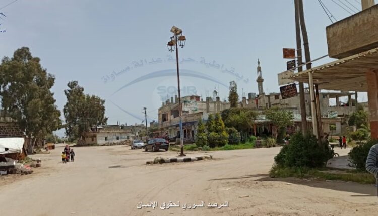 عدسة #المرصد_السوري من داخل مدينة #طفس في الريف الغربي لمحافظة درعا